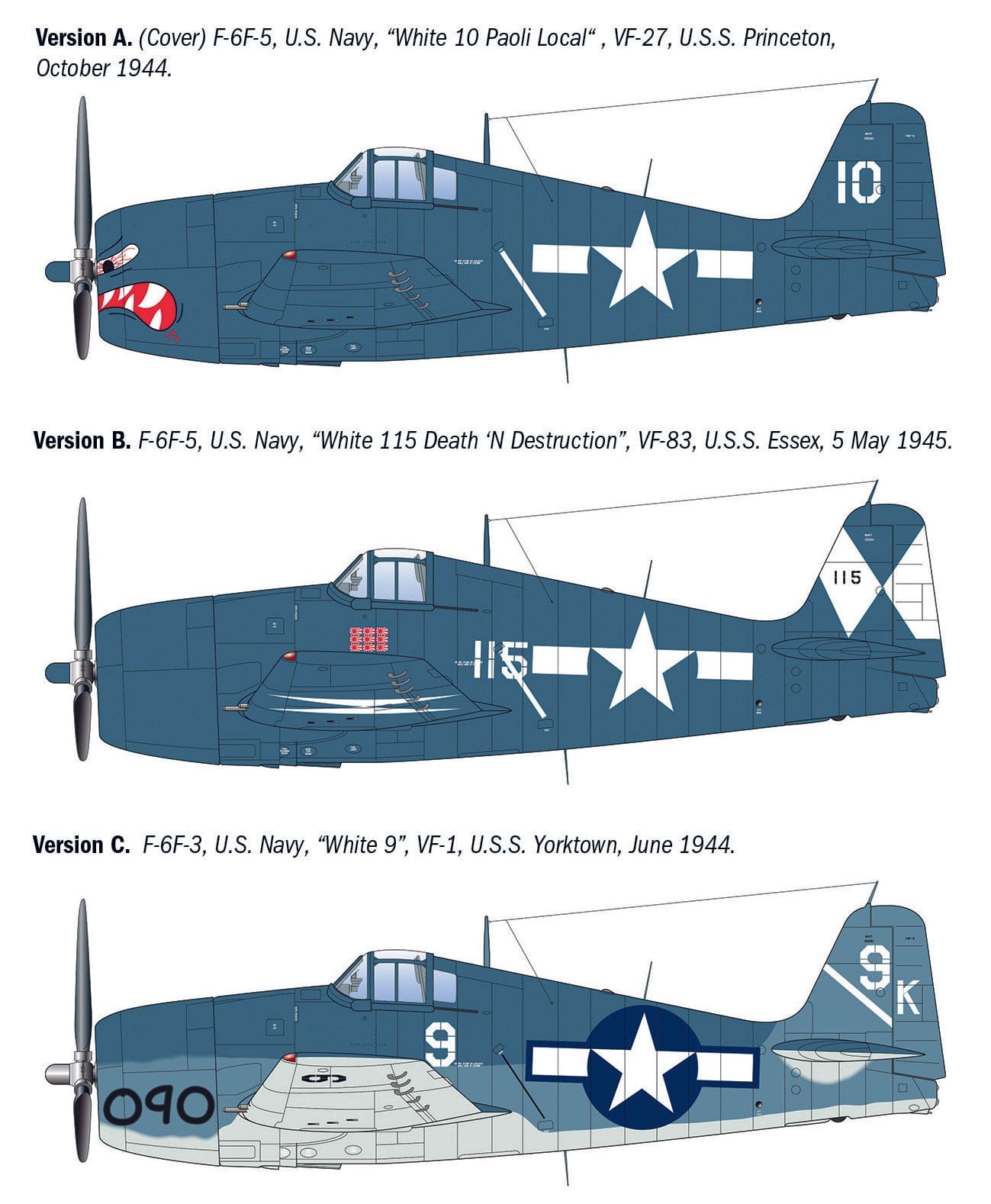 Italeri - 91213 - Grumman F6F-3 Hellcat / Mk II - paint schemes