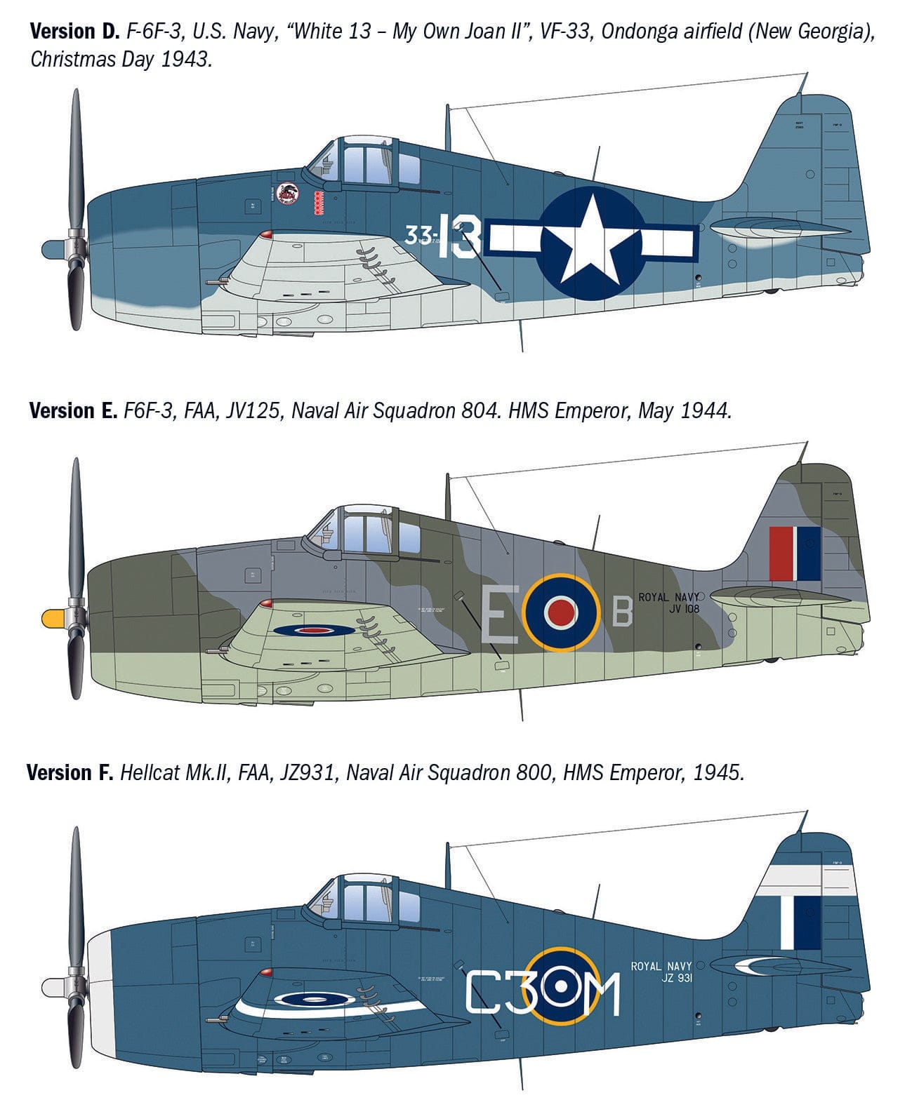 301 - Italeri - 91213 - Grumman F6F-3 Hellcat / Mk II - paint schemes