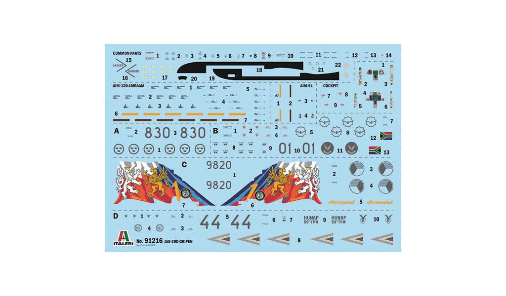 Italeri - 91216 - Saab JAS 39 Gripen - decals