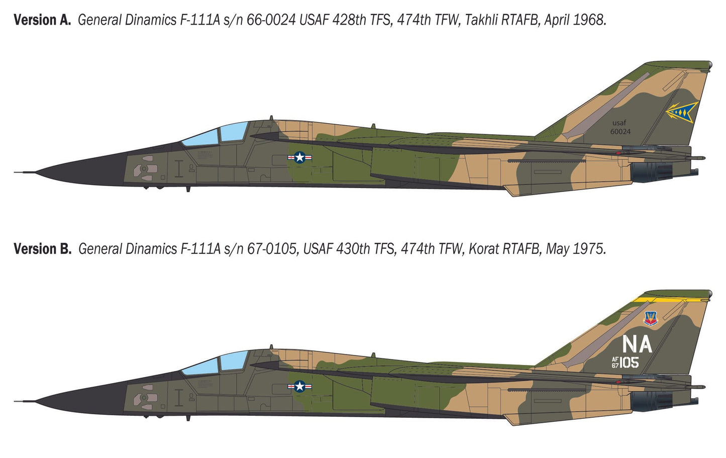 300 - Italeri - 91232 - General Dynamics F-111A Aardvark - paint schemes