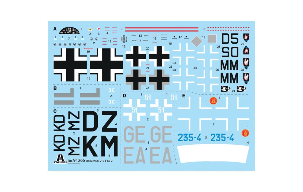 Italeri - 91266 - Dornier Do 217 J-1/J-2 Nachtjäger - decals