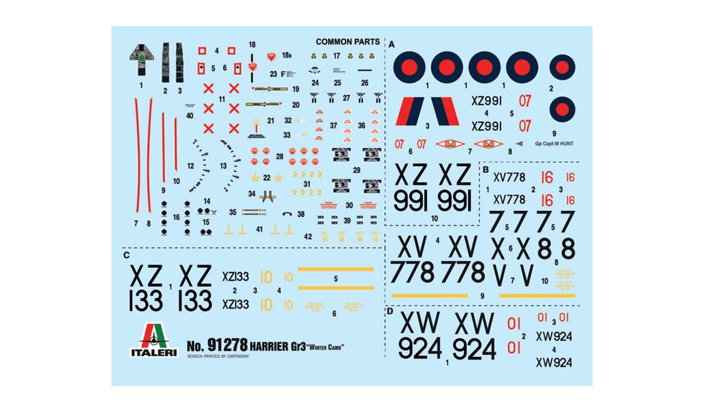 Italeri - 91278 - Hawker Siddeley Harrier GR.3 - decals