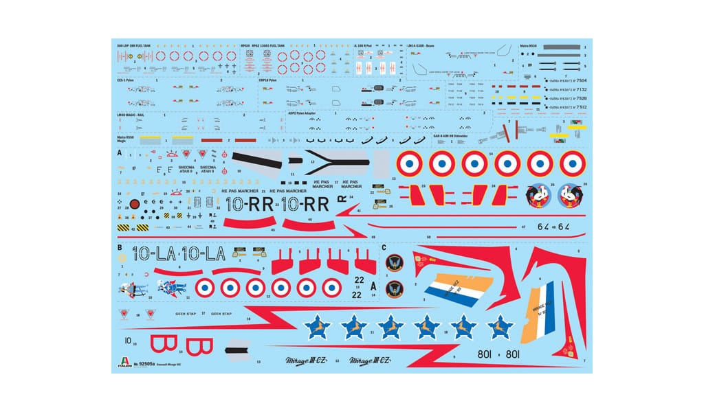 Italeri - 92505 - Dassault Mirage IIIC - decals