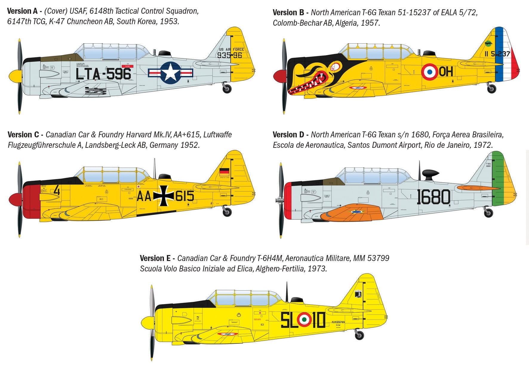 Italeri - 92652 - North American T-6G Texan - paint schemes