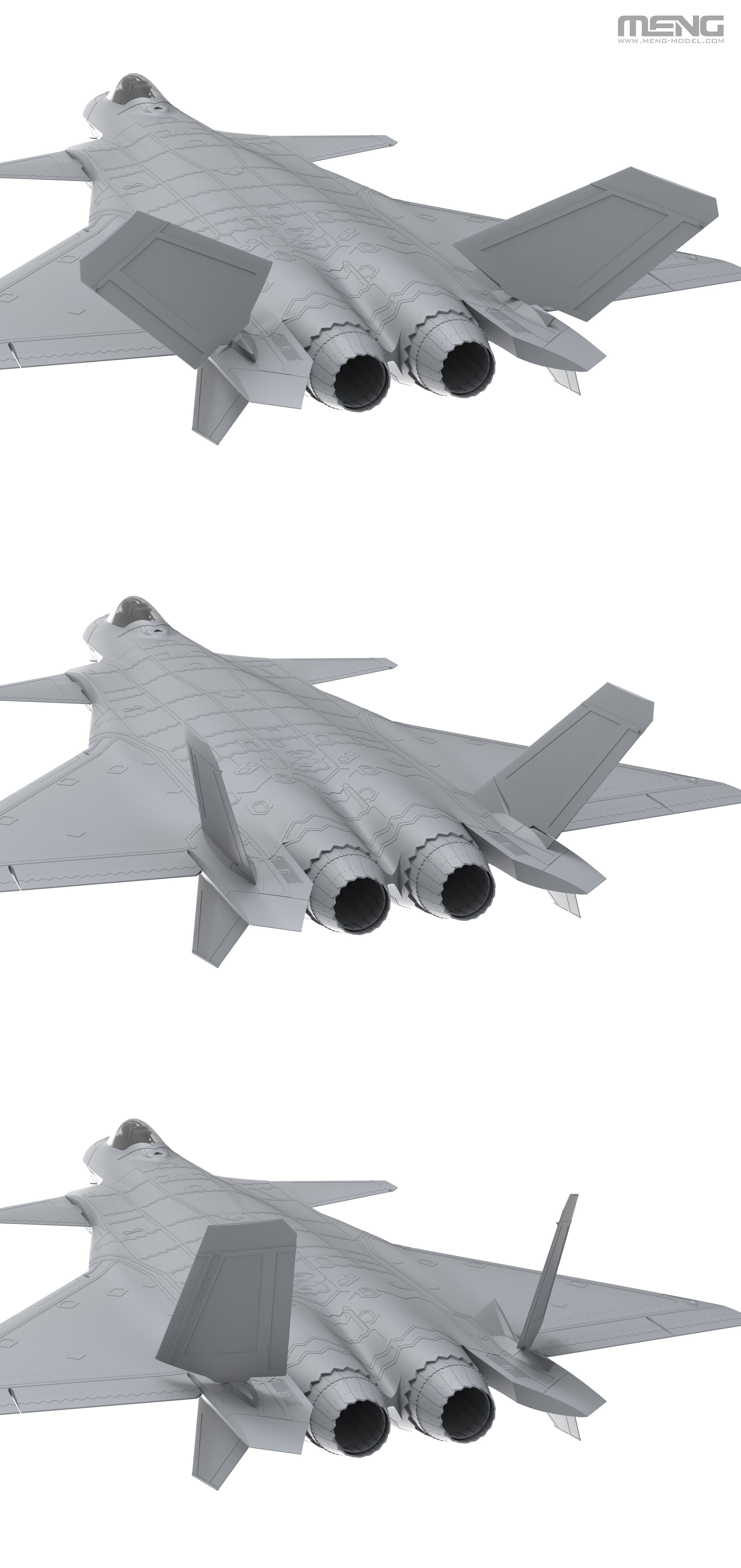 digital model - The all-moving vertical fins are rotatable as on the real aircraft.