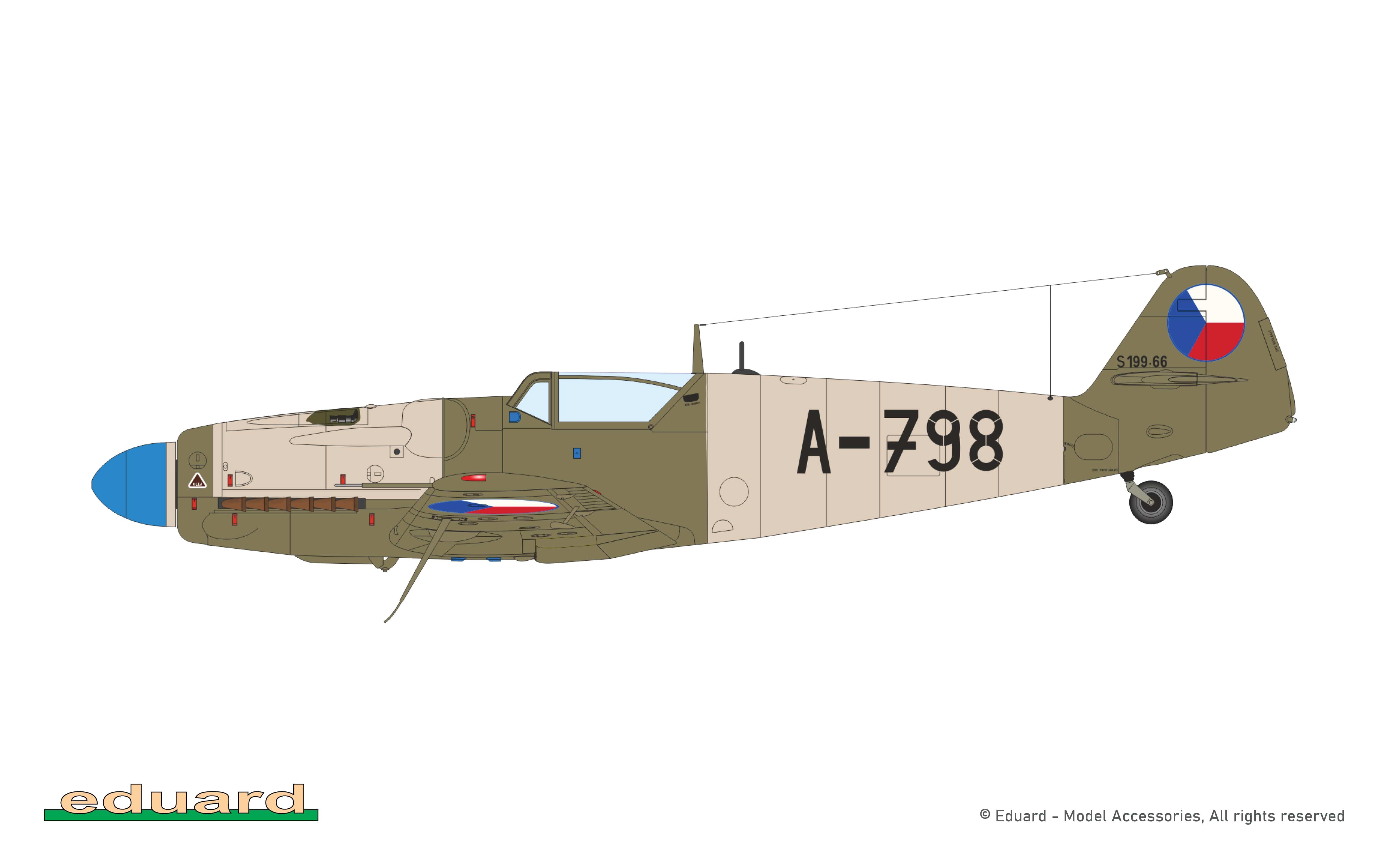 Eduard - 948012 - Avia S-199 (ERLA Canopy) - paint schemes - S-199.66, ak. Ladislav Strnad, Air Military Academy, Hradec Králové, Czechoslovakia, June 1950