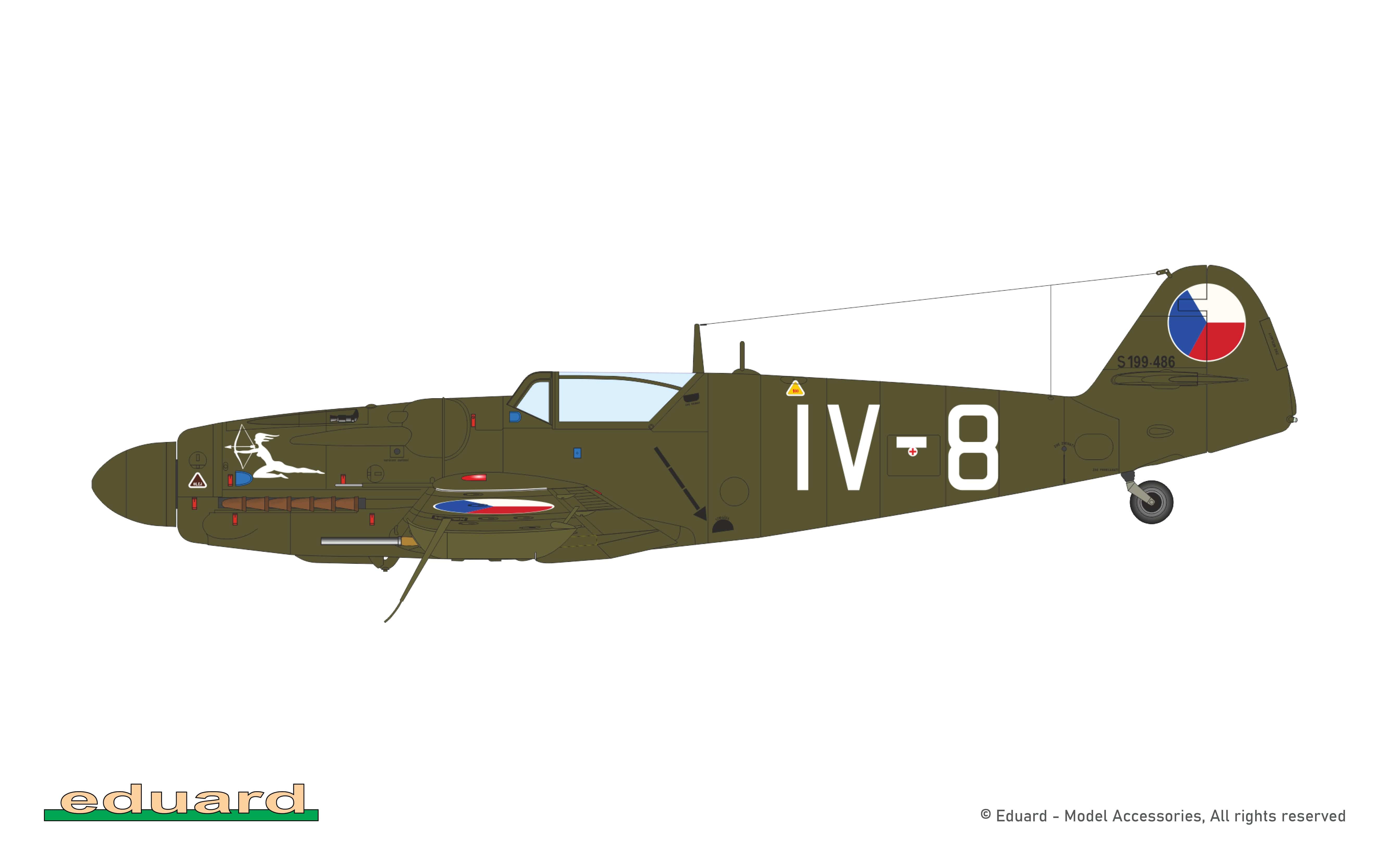 Eduard - 948012 - Avia S-199 (ERLA Canopy) - paint schemes - S-199.486, Lt. František Fořt, No. 1 Squadron, Aviation Regiment 7, Brno-Černovice, Czechoslovakia, 1950 