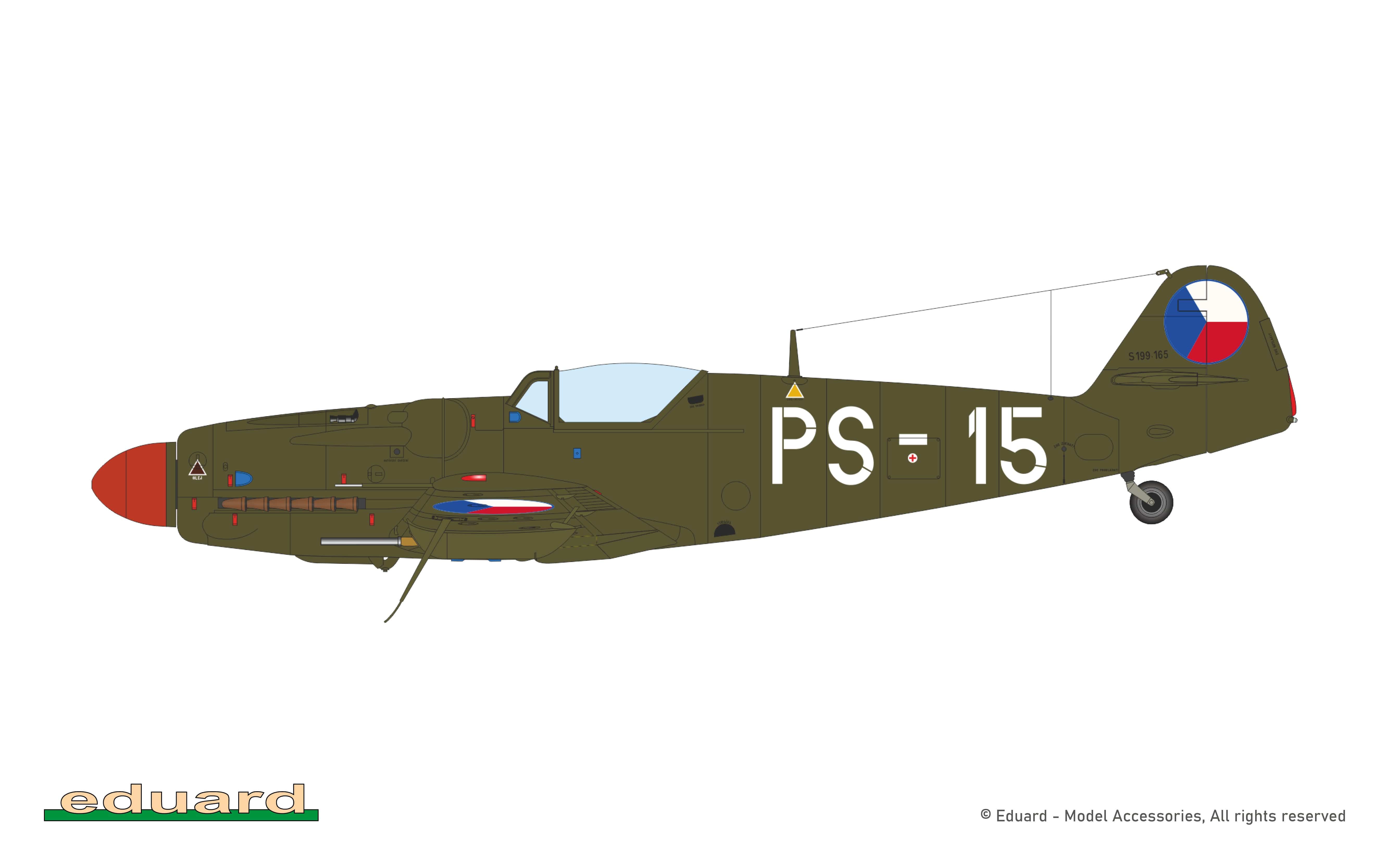 Eduard - 948012 - Avia S-199 - paint schemes - S-199.165, Lt. Vladislav Petráš, 1 Squadron, 18 Aviation Regiment, Plzeň-Skvrňany, Czechoslovakia, July 1952