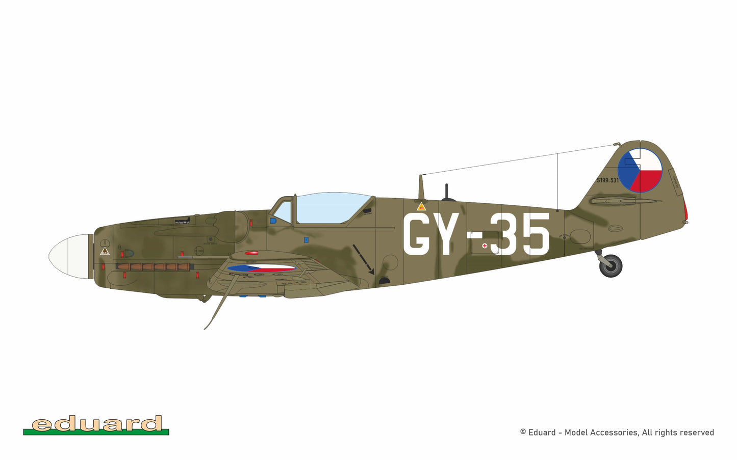 305 - Eduard - 948012 - Avia S-199 - paint schemes - S-199.531 Lt. Václav Dvořák, No. 2 Squadron, Aviation Fighter Regiment 3, Brno-Černovice, Czechoslovakia, April 1953 