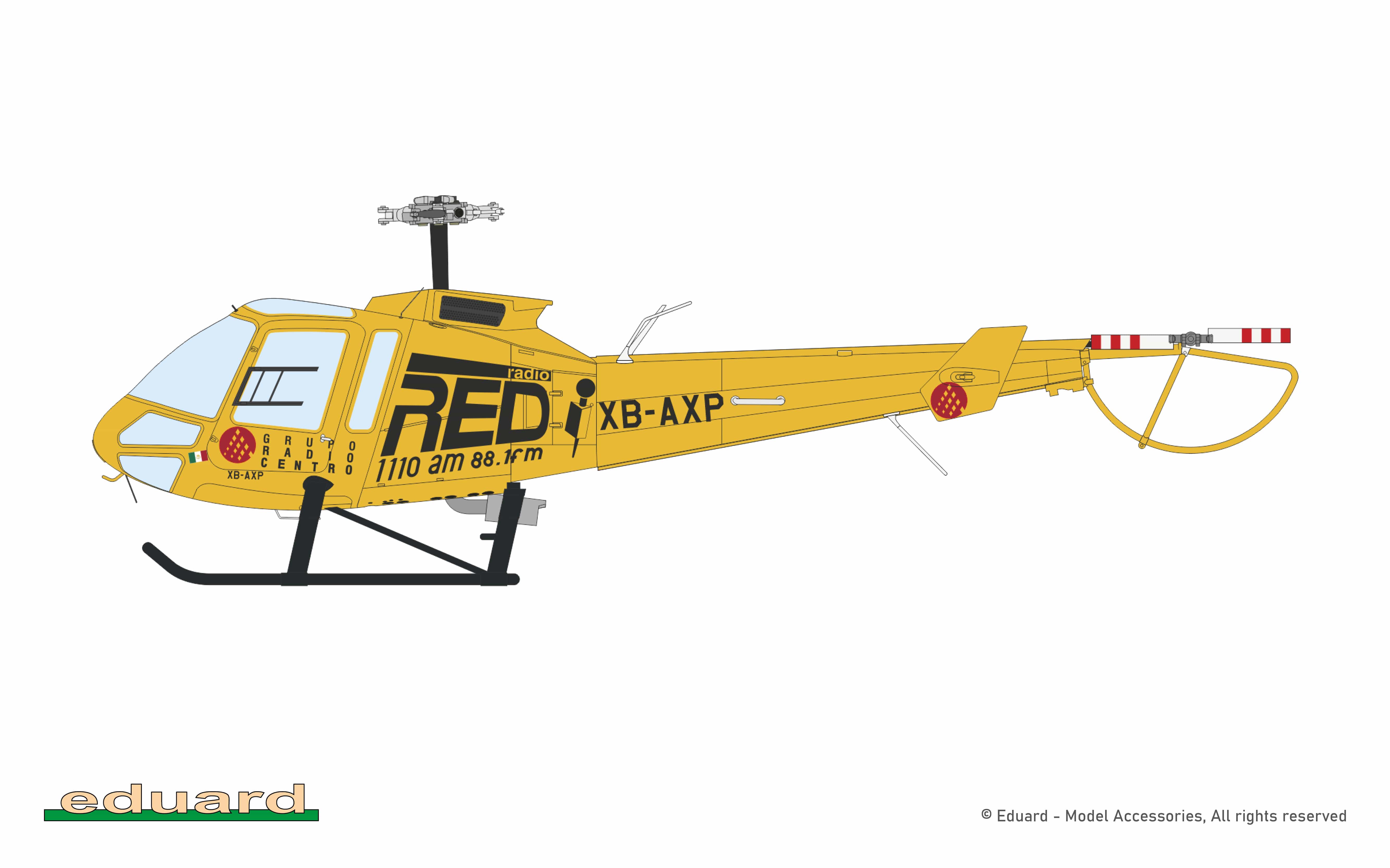 Eduard - 972012 - Enstrom 480 - paint schemes - Enstrom 480B, c/n 5043, Grupo Radio Centro, Mexico City Licenciado Benito Juarez Int’l, Mexico, November 2016 