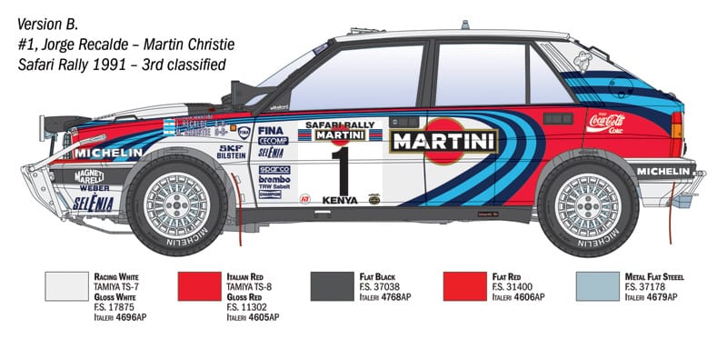 Italeri - 4712 - Lancia Delta HF Integrale (1991 Safari Rally) - paint schemes