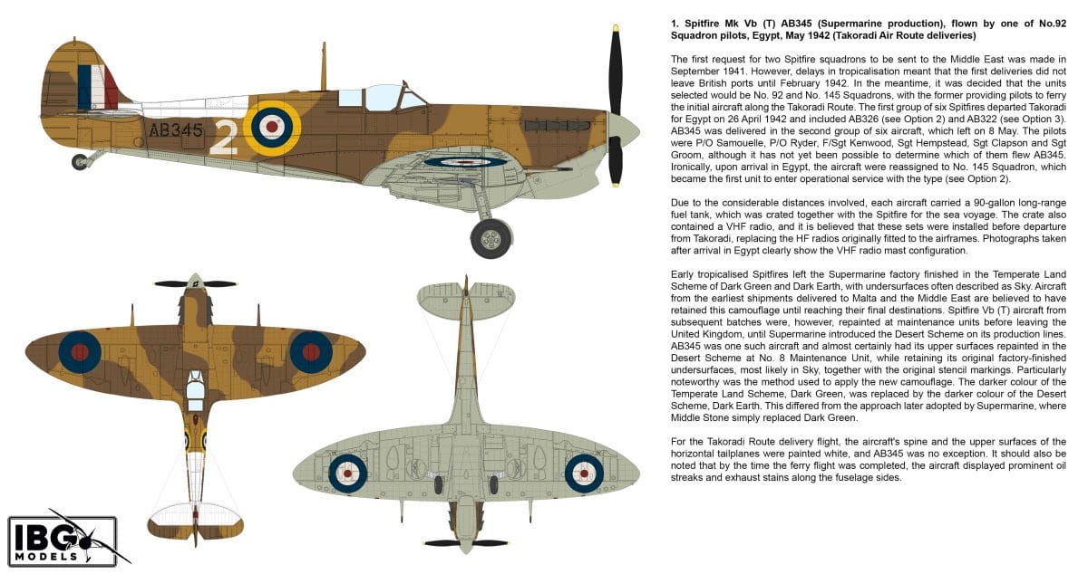 300 - IBG - 72592 - Supermarine Spitfire Mk Vb (trop) - paint schemes