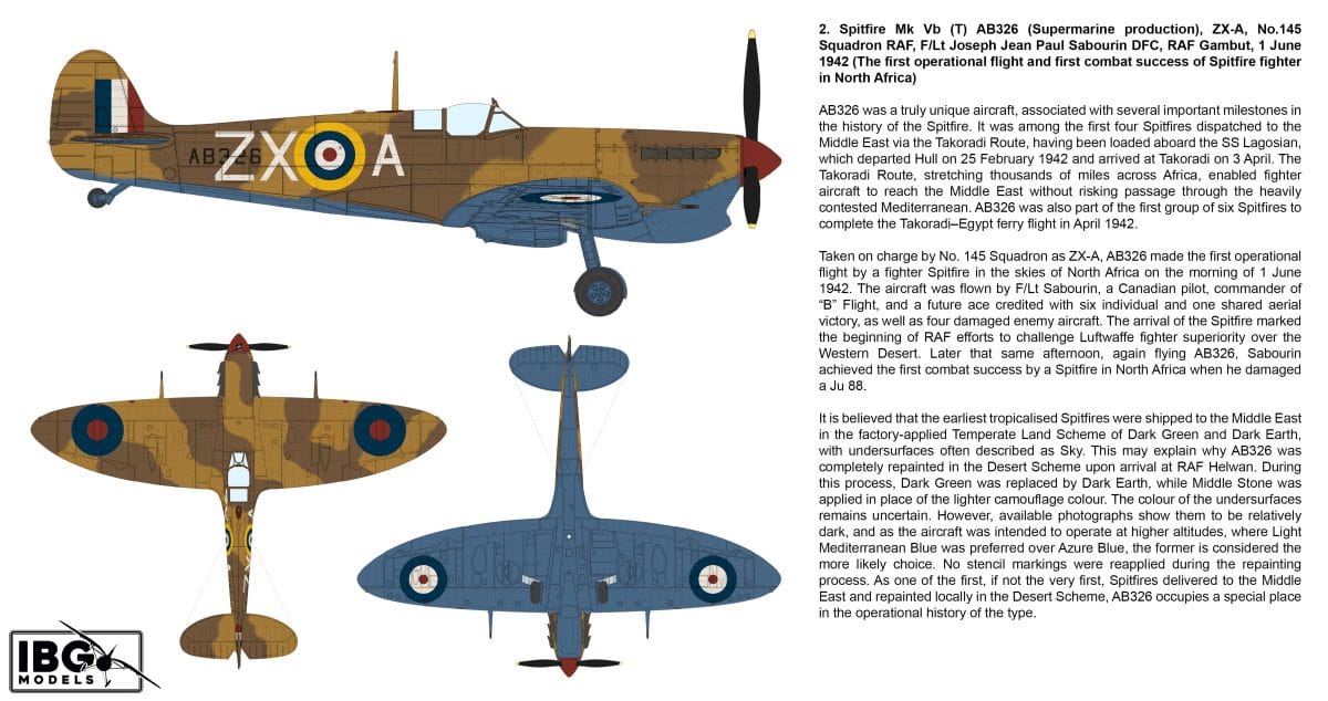 301 - IBG - 72592 - Supermarine Spitfire Mk Vb (trop) - paint schemes