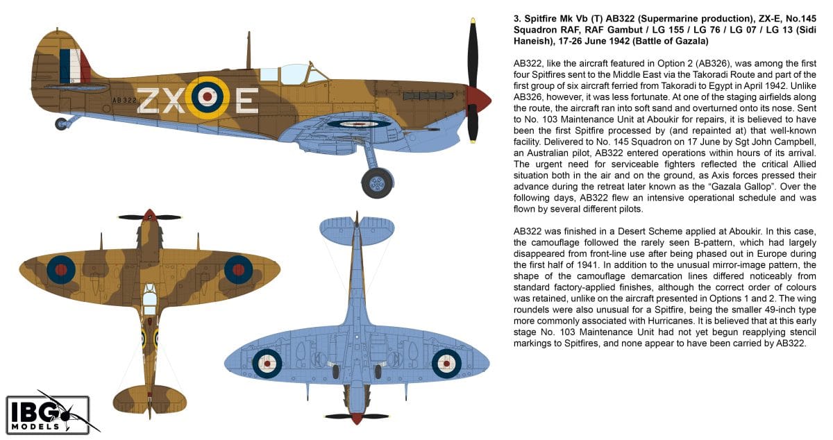 IBG - 72592 - Supermarine Spitfire Mk Vb (trop) - paint schemes