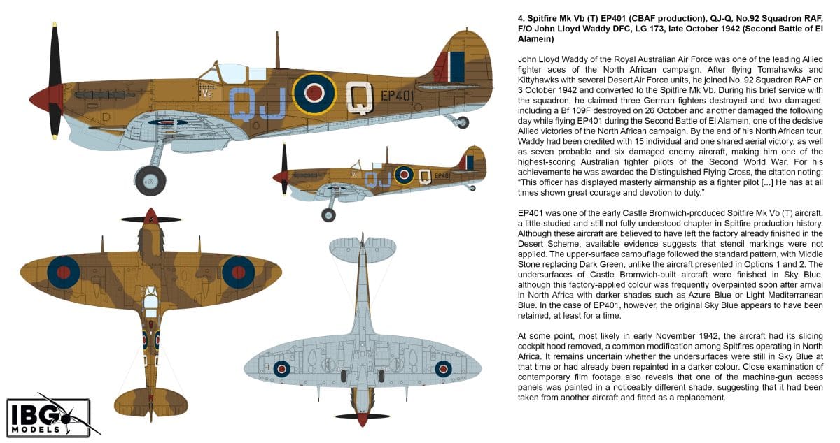 IBG - 72592 - Supermarine Spitfire Mk Vb (trop) - paint schemes