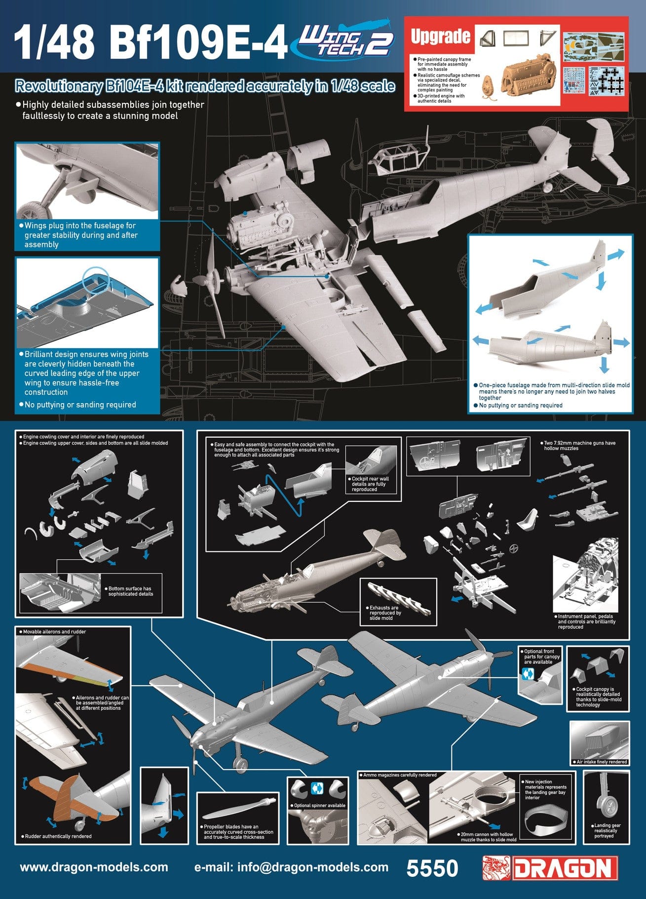 202 - Dragon - 5550 - Messerschmitt Bf 109 E-4 - sprue