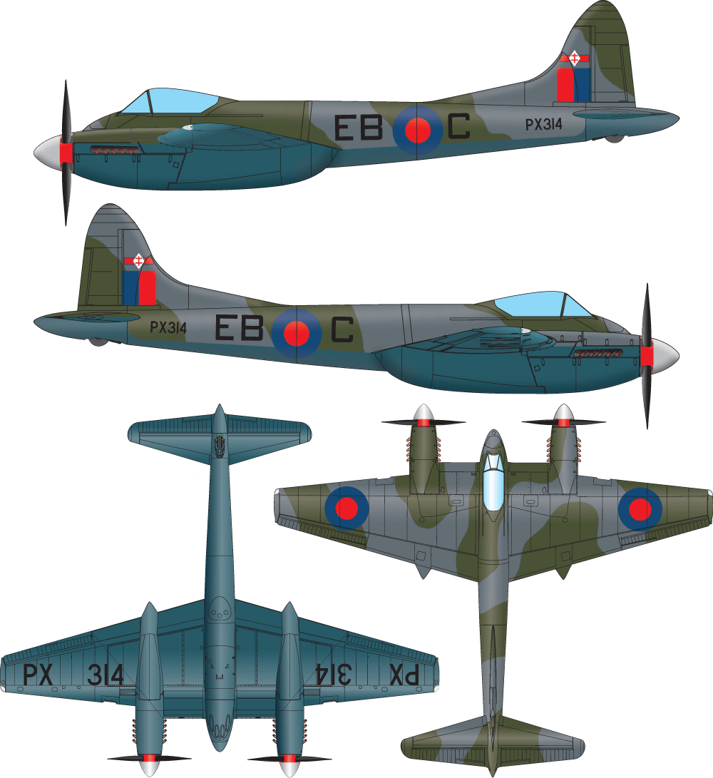 DBMK - 32001 - de Havilland Hornet F.3 - paint schemes