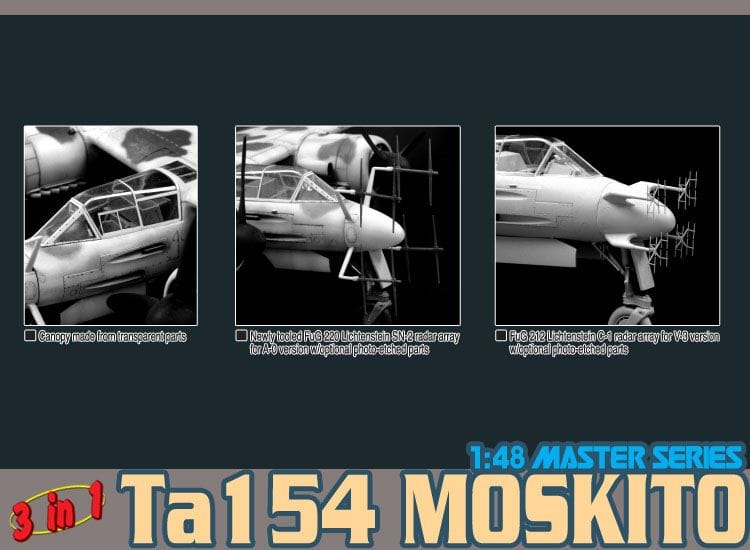 600 - Dragon - 5522 - Focke-Wulf Ta 154 A-1/V-1/V-3 Moskito - unpainted model