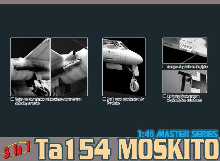 601 - Dragon - 5522 - Focke-Wulf Ta 154 A-1/V-1/V-3 Moskito - unpainted model