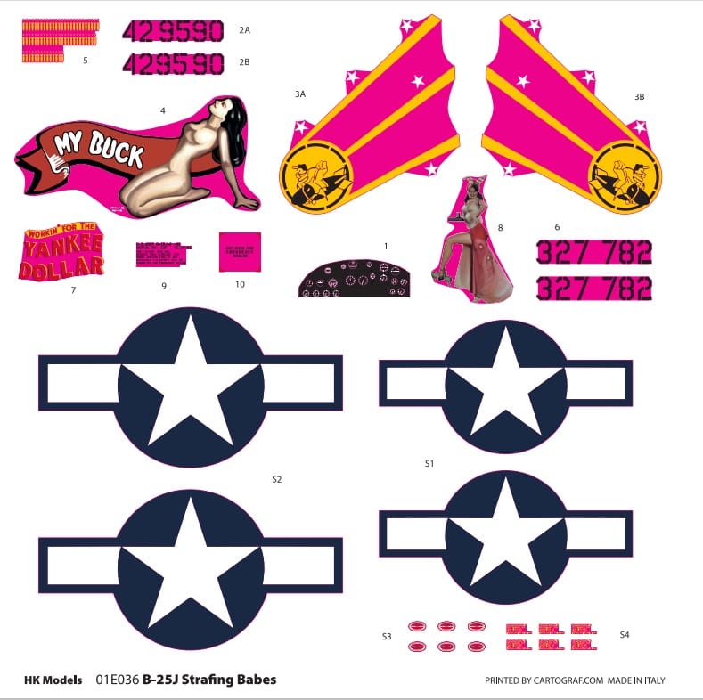 HK Models - 01E036 - North American B-25J Mitchell ‘Strafing Babes’ - decals
