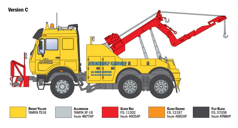 Italeri - 93808 - Mercedes-Benz MB 2238 6x4 Wrecker - paint schemes