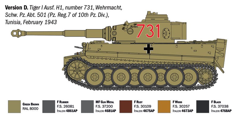 Italeri - 6767 - Pz.Kpfw. VI Ausf. H Tiger I - paint schemes