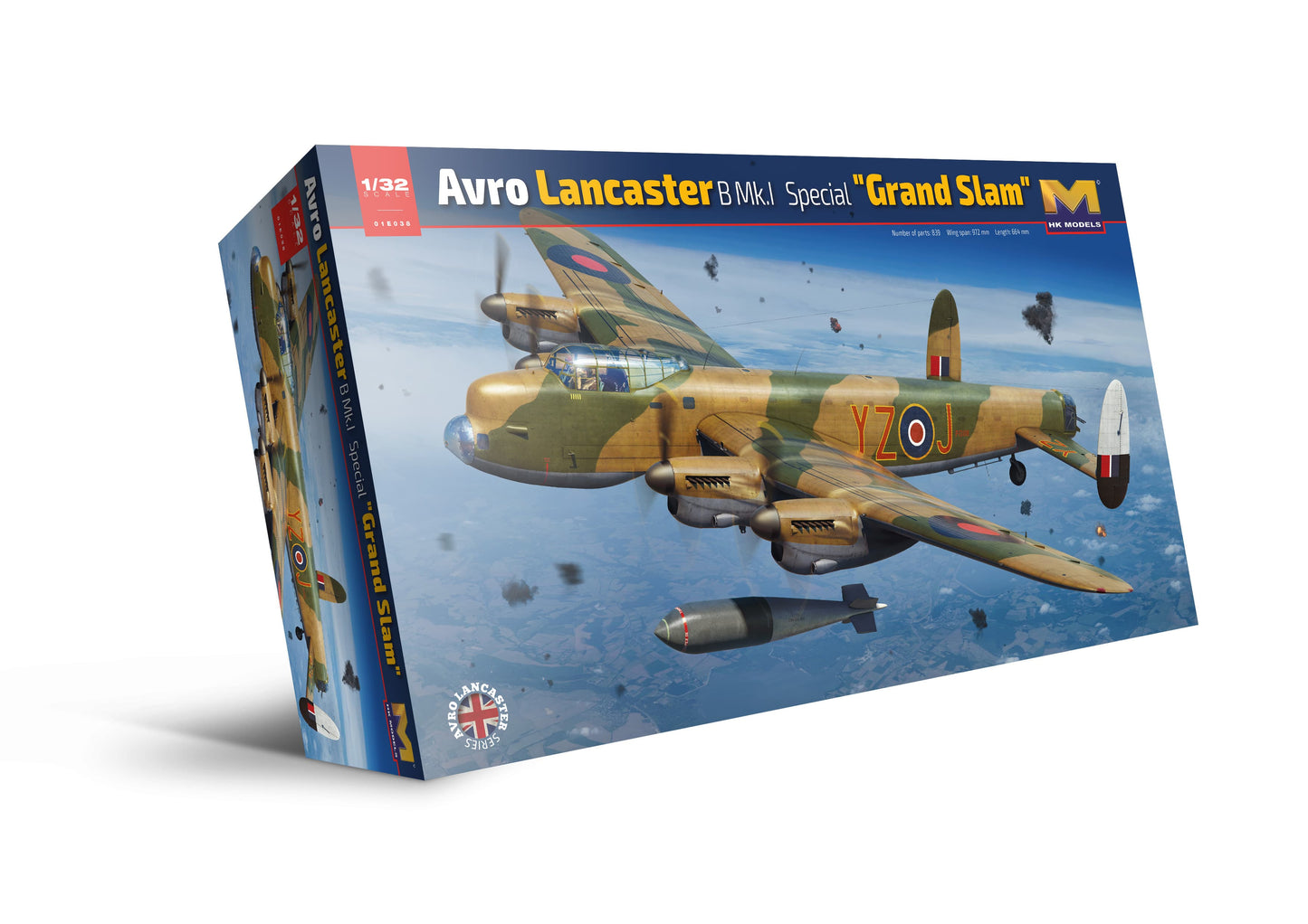 100 - HK Models - 01E038 - Avro Lancaster B Mk I Special ‘Grand Slam’ - box front right angle