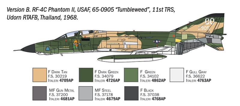 Italeri - 1477 - McDonnell Douglas RF-4C/E Phantom II - paint schemes