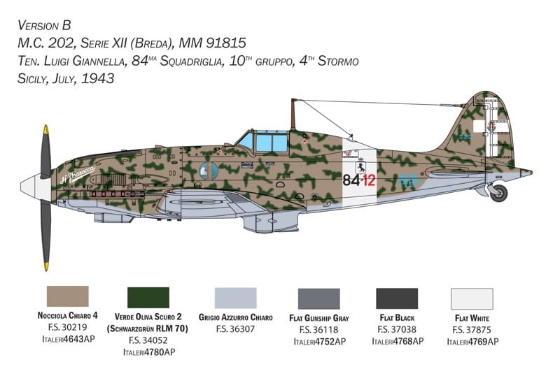 Italeri - 2518 - Macchi C.202 Folgore - paint schemes