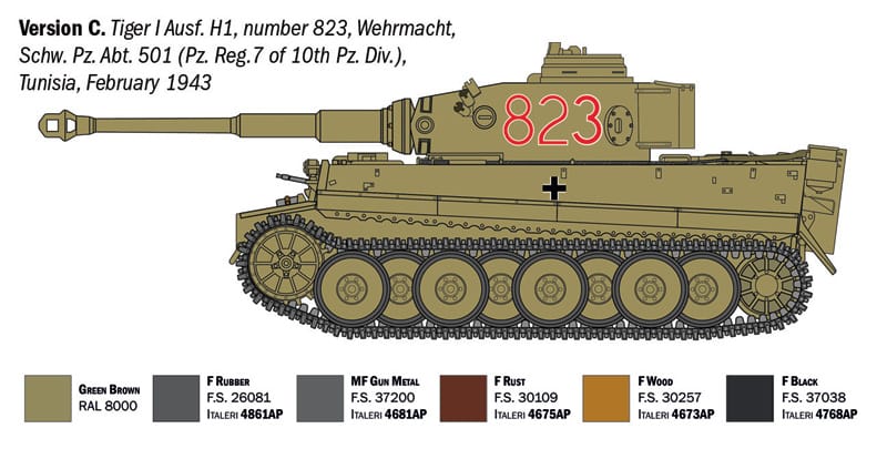 Italeri - 6767 - Pz.Kpfw. VI Ausf. H Tiger I - paint schemes