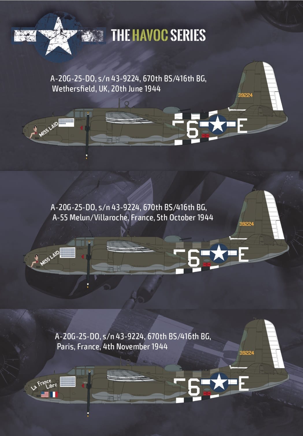 HK Models - 01E039 - Douglas A-20G Havoc - paint schemes