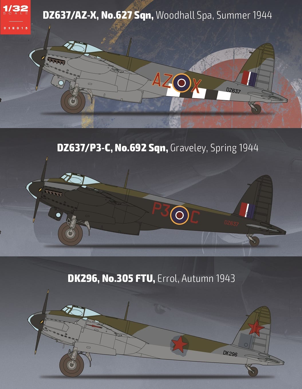 HK Models - 01E015 - de Havilland Mosquito B Mk IV Series II - paint schemes