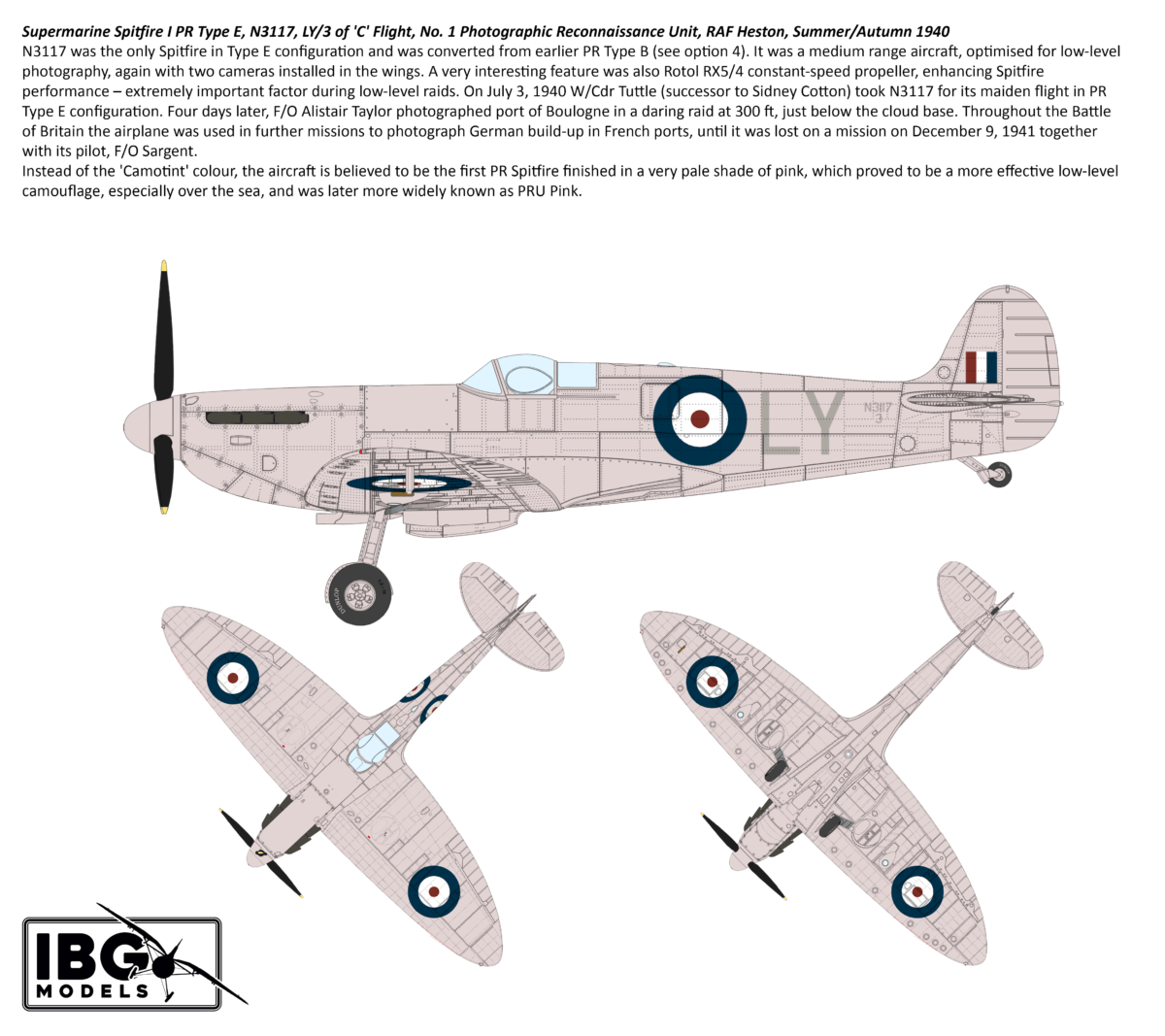 302 - IBG - 72582 - Supermarine Spitfire Mk I PR A/B/E - paint schemes