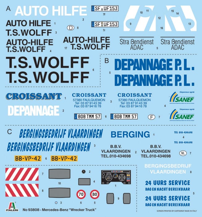 400 - Italeri - 93808 - Mercedes-Benz MB 2238 6x4 Wrecker - decals