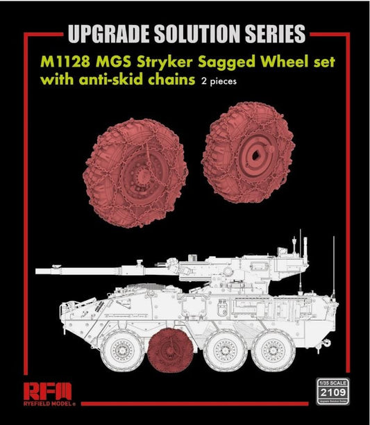 010 - Rye Field Model - 2109 - M1128 MGS Stryker Sagged Wheels Set with Anti-Skid Chains - primary image