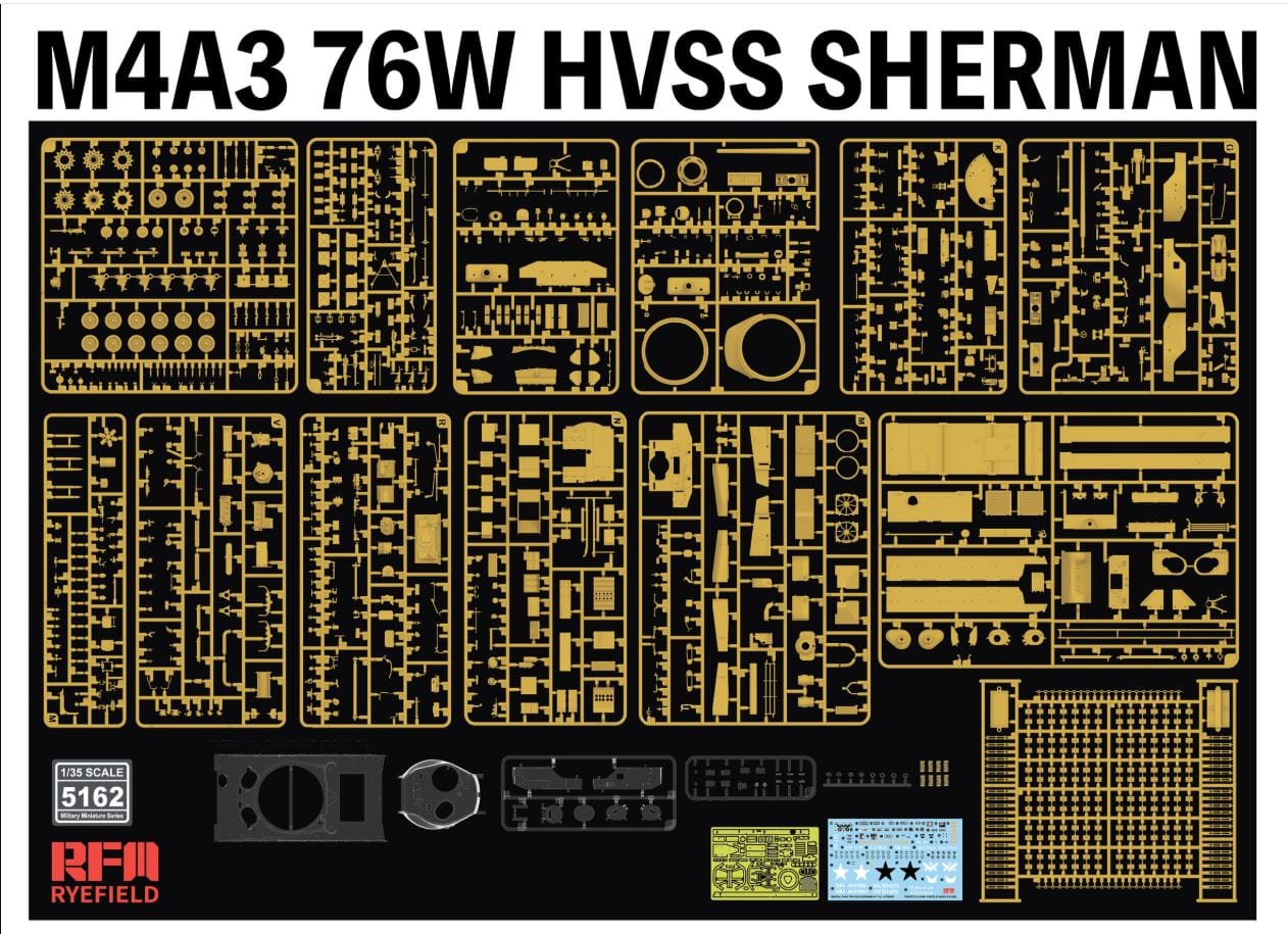 Rye Field Model - 5162 - M4A3(76)W HVSS [interior kit] [clear kit] - sprue