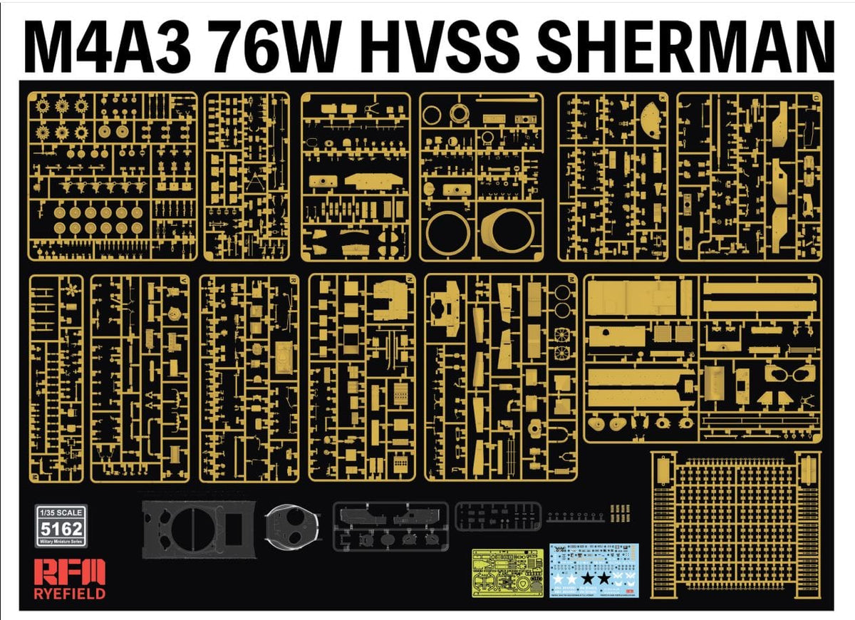 200 - Rye Field Model - 5162 - M4A3(76)W HVSS [interior kit] [clear kit] - sprue