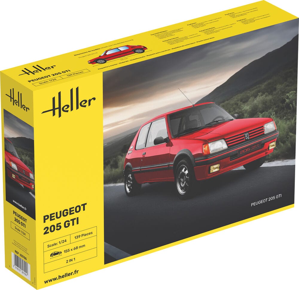100 - Heller - 82705 - Peugeot 205 GTI - box front left angle