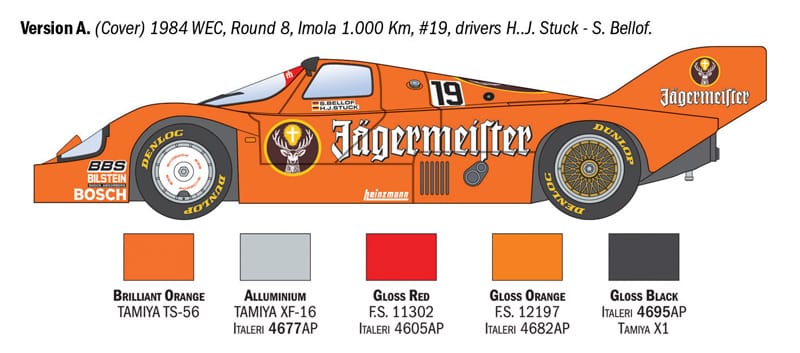 300 - Italeri - 3678 - Porsche 956 Jägermeister - paint schemes