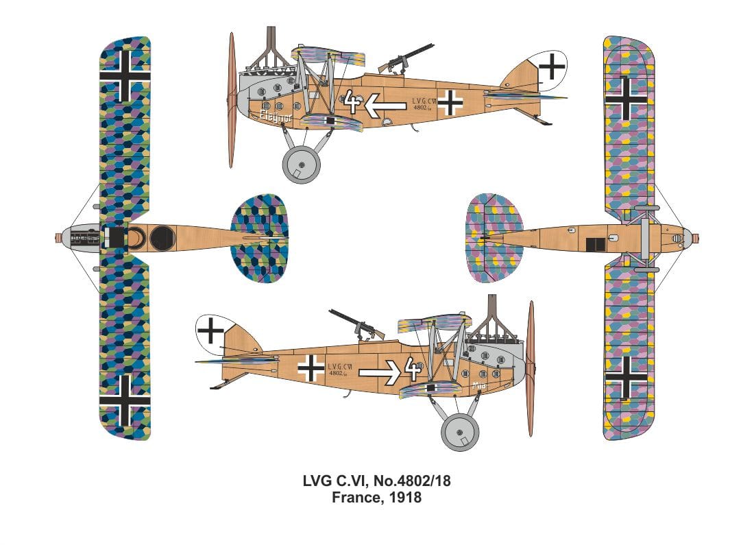 Valom - 14456 - Breguet 14 A2 vs LVG C.VI [quadruple set] - paint schemes