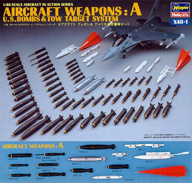 010 - Hasegawa - X481 - Aircraft Weapons Set A - United States Bombs & Tow Target System - primary image