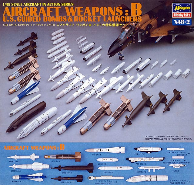 010 - Hasegawa - X482 - Aircraft Weapons Set B - United States Guided Bombs & Rocket Launchers - primary image