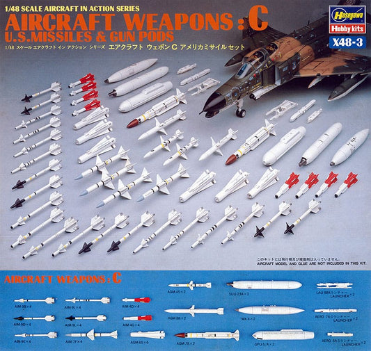 010 - Hasegawa - X483 - Aircraft Weapons Set C - United States Missiles & Gun Pods - primary image