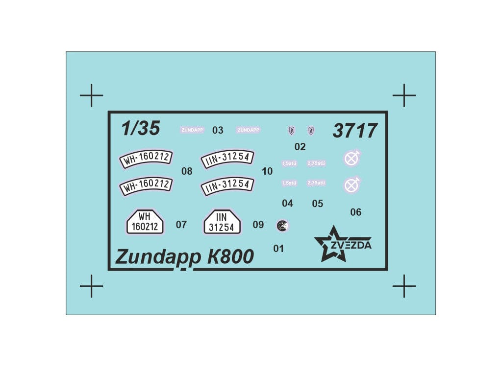 400 - Zvezda - 3717 - Zündapp K800 - decals