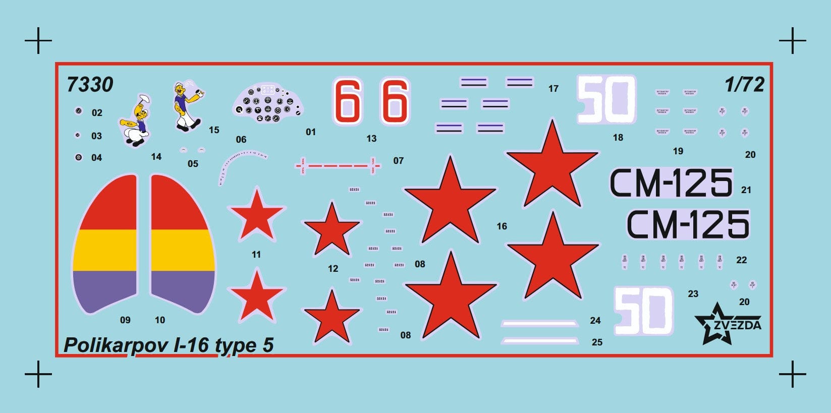 Zvezda - 7330 - Polikarpov I-16 Type 5 - decals