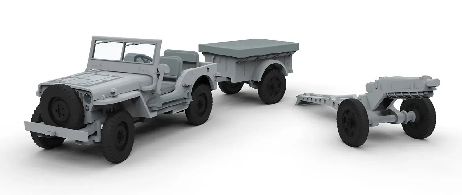 Airfix - A02339 - Willys MB ¼-ton 4x4 Jeep and Trailer - unpainted model