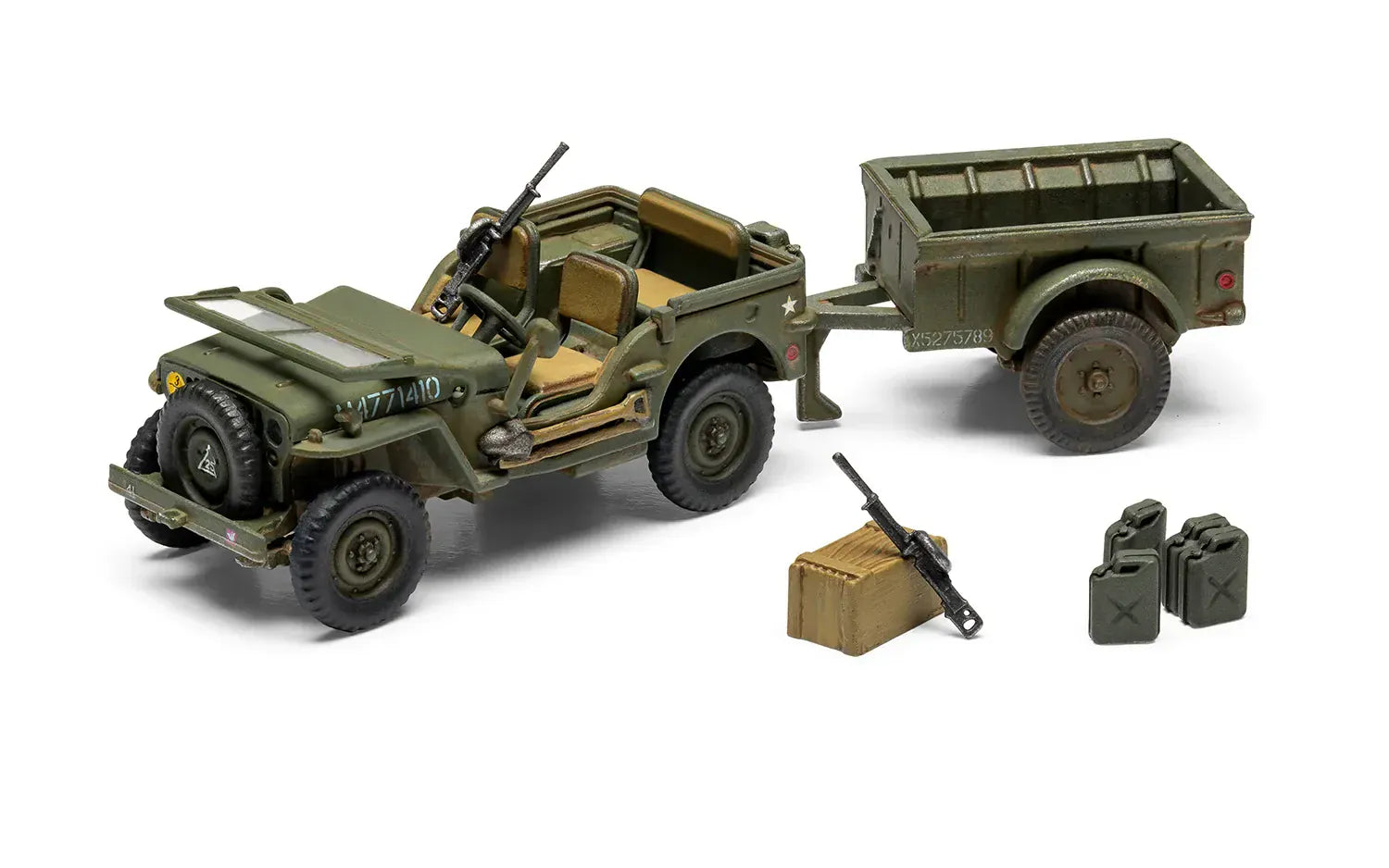 Airfix - A02339 - Willys MB ¼-ton 4x4 Jeep and Trailer - painted model
