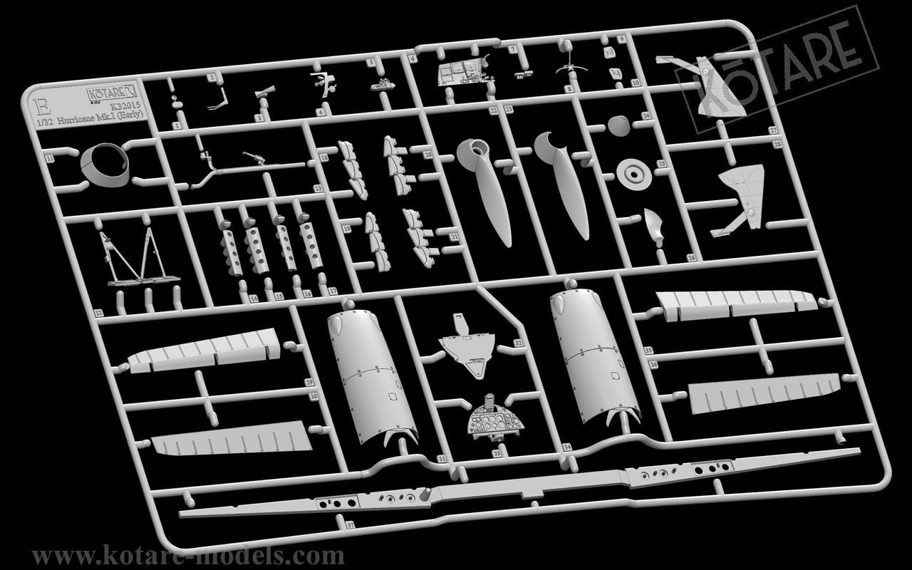 Kotare - 32015 - Hawker Hurricane Mk I (early) - sprue