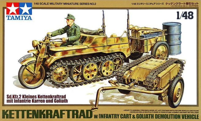 Sd.Kfz. 2 Kettenkraftrad avec charrette et Goliath