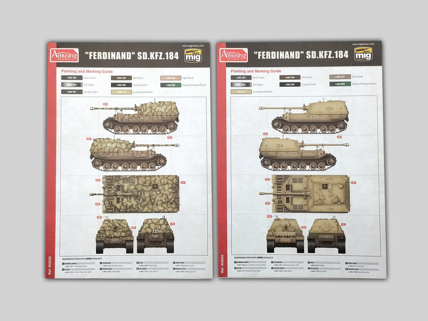 300 - Amusing Hobby - 35A030 - Panzerjäger Tiger (P) Ferdinand [Interior Kit] and 16t Fries Strassenbockkran - paint schemes